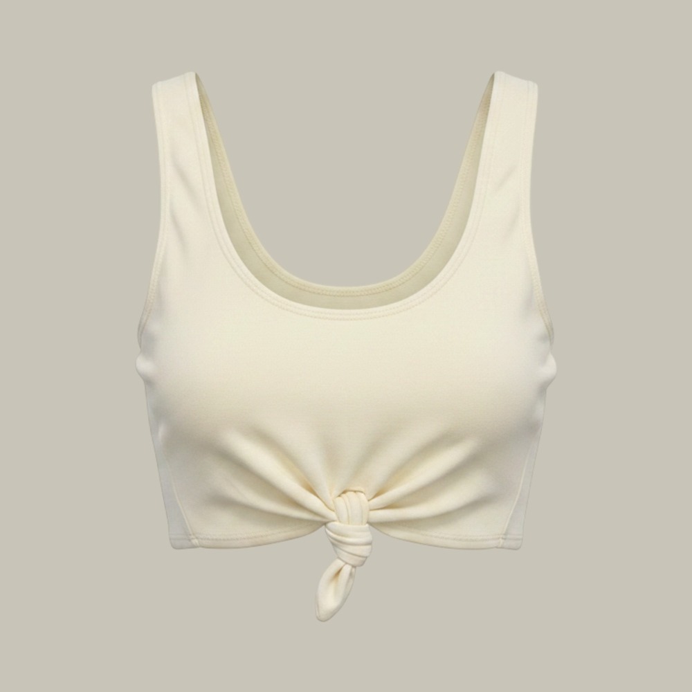 FP Movement Free People Ribbed Knot Front Crop Top Tank White XS/S